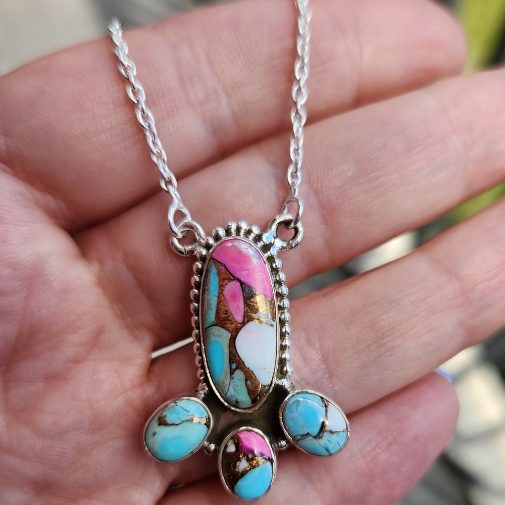 Cotton Candy turquoise .925 necklace
